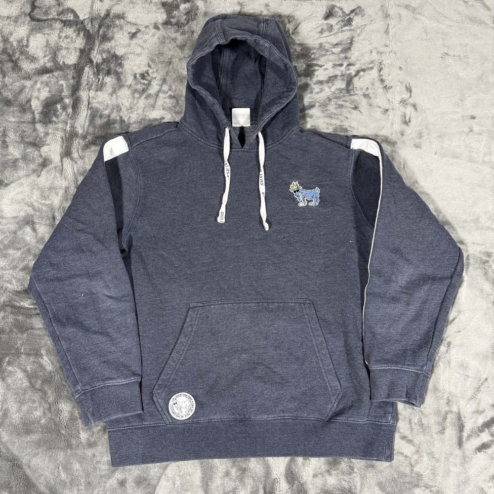 Goat USA Sweatshirt Large Gray Pullover Hood Long Sleeve Kangaroo Pocket Hoodie